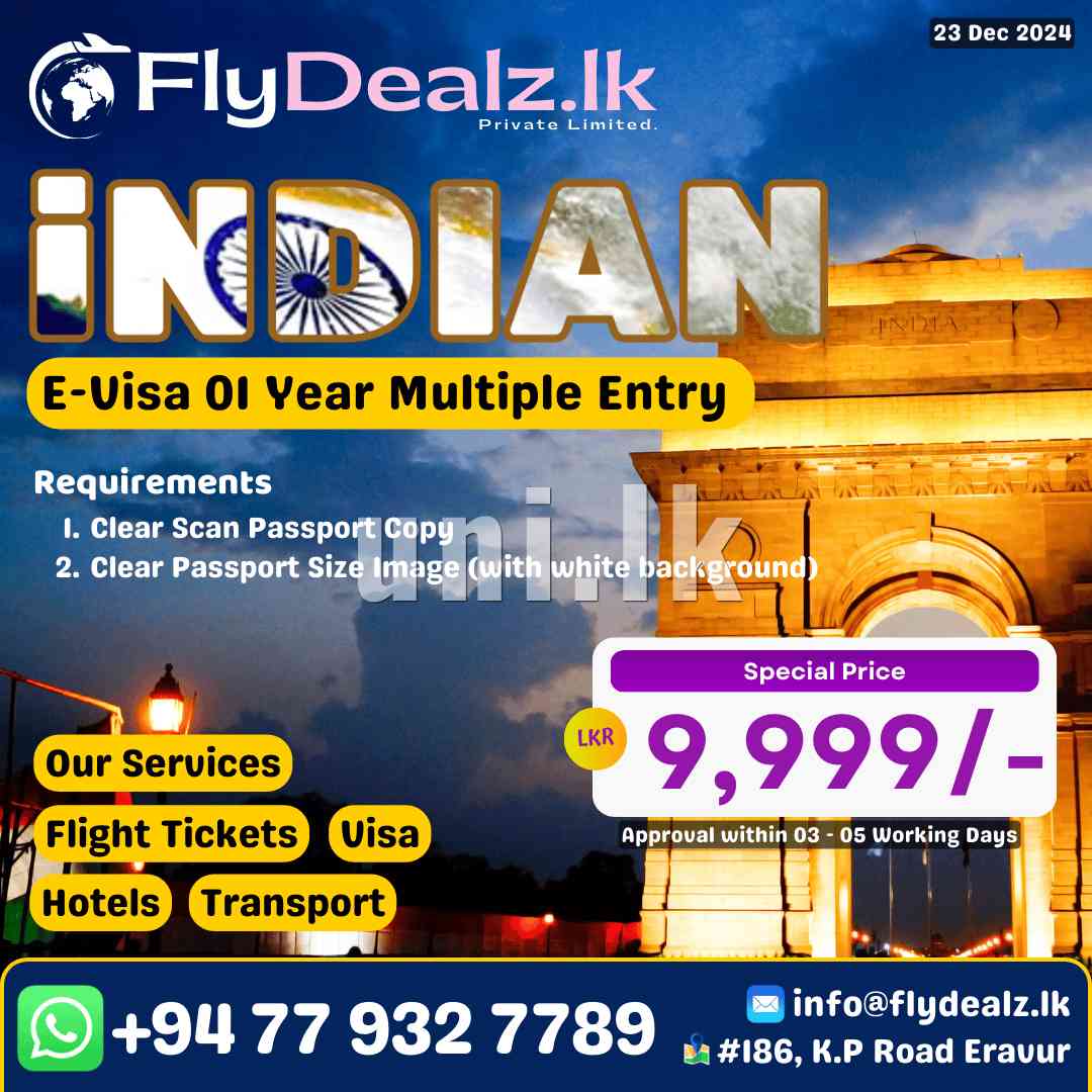 01 YEAR INDIAN E VISA MULTIPLE ENTRY