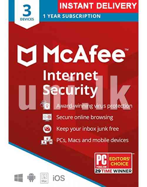 Mcafee Internet Security 2020 (One Year Three User)